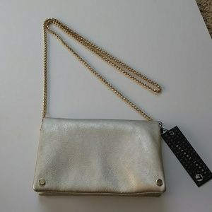 Metallic gold vegan leather crossbody or clutch